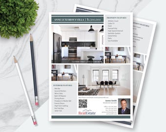 17x11 bifold real estate flyer template double sided etsy