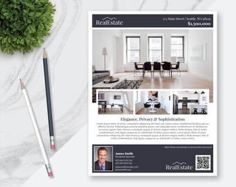 real estate flyer template 2 versions 3 4 photos single etsy
