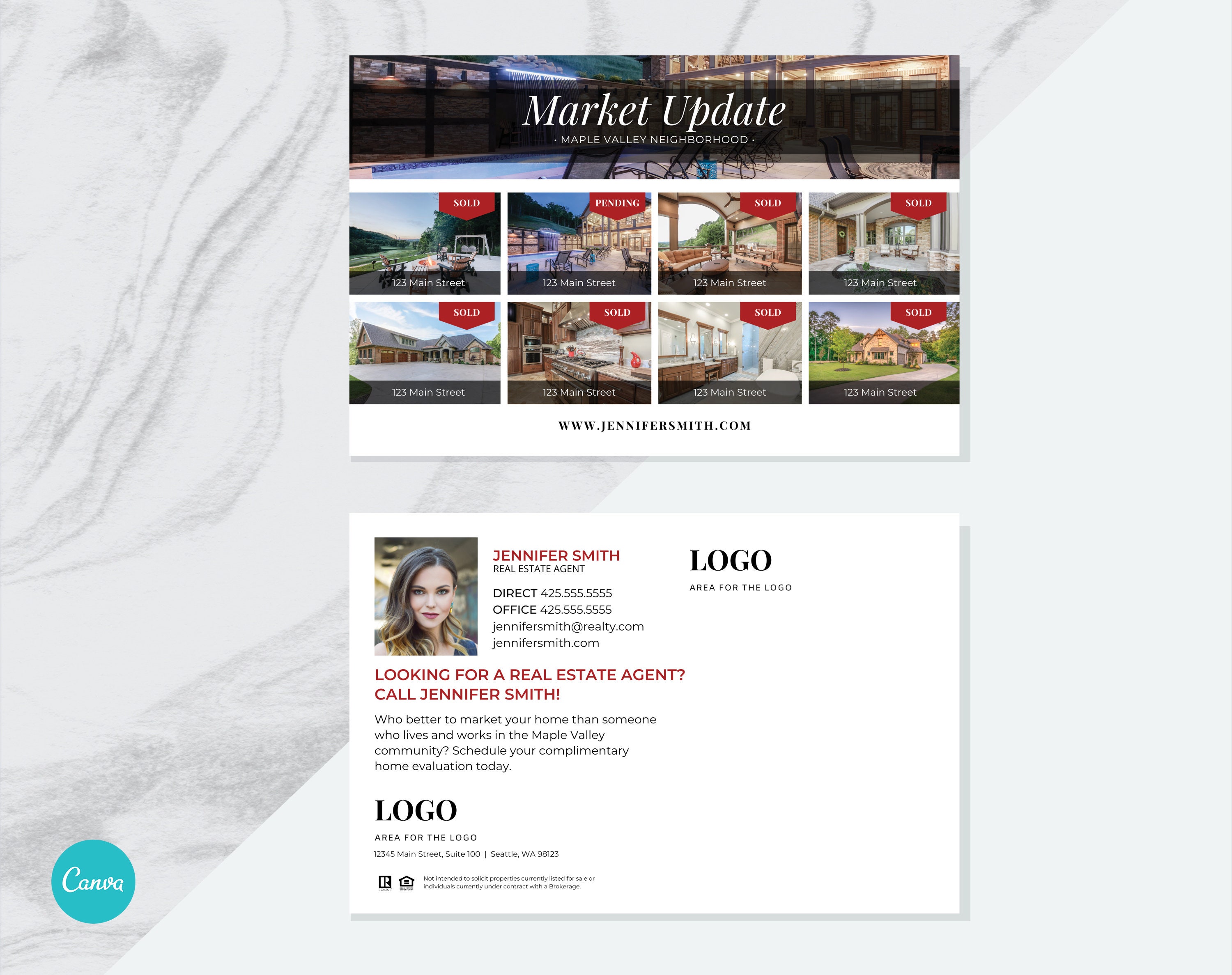 Canva Real Estate Postcard Templates Realtor Market Update Etsy