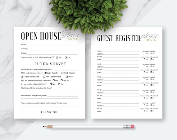 Black And Gold Open House Real Estate Please Sign In Forms Etsy