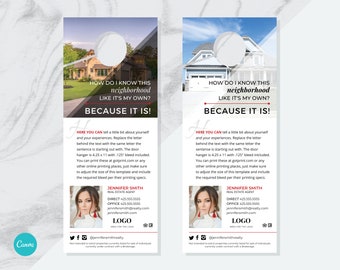 Canva Real Estate Door Hanger Template, Realtor Door Hangers, Neighborhood Marketing Realtor Door Hanger, 4.25x11 Door Hanger, Digital_REDH1