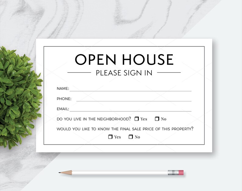 Buyer Survey Card Open House Real Estate Please Sign In Forms Individual Sign In Half Sheet Sign In Please Sign In and Buyer Survey Form