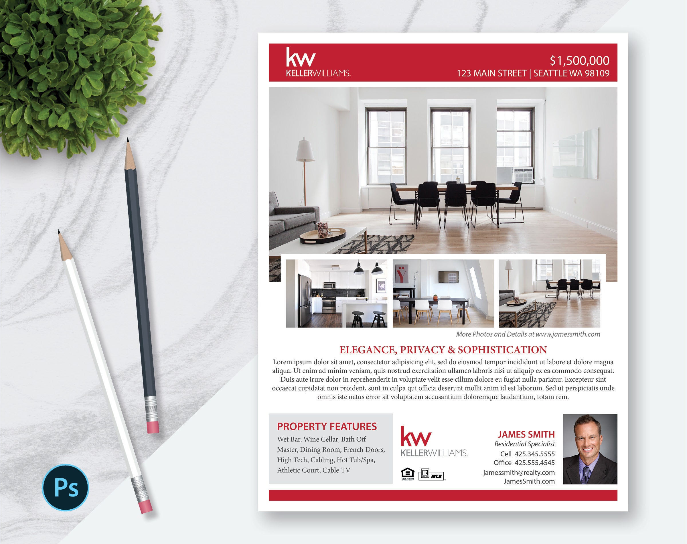 KellerWilliams PHOTOSHOP ONLY Real Estate Flyer Template 4 ...