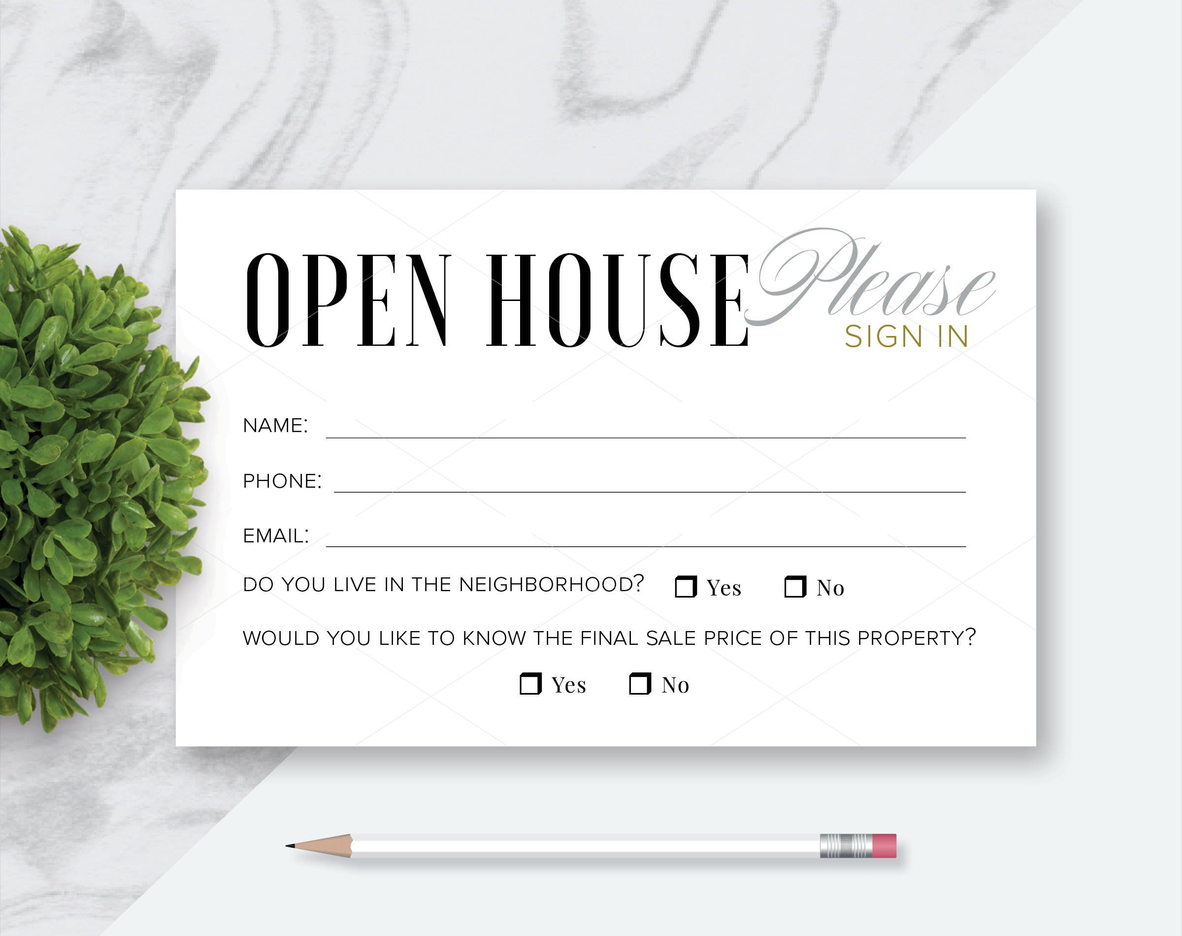 BLACK and GOLD Open House Real Estate Please Sign in Forms Etsy
