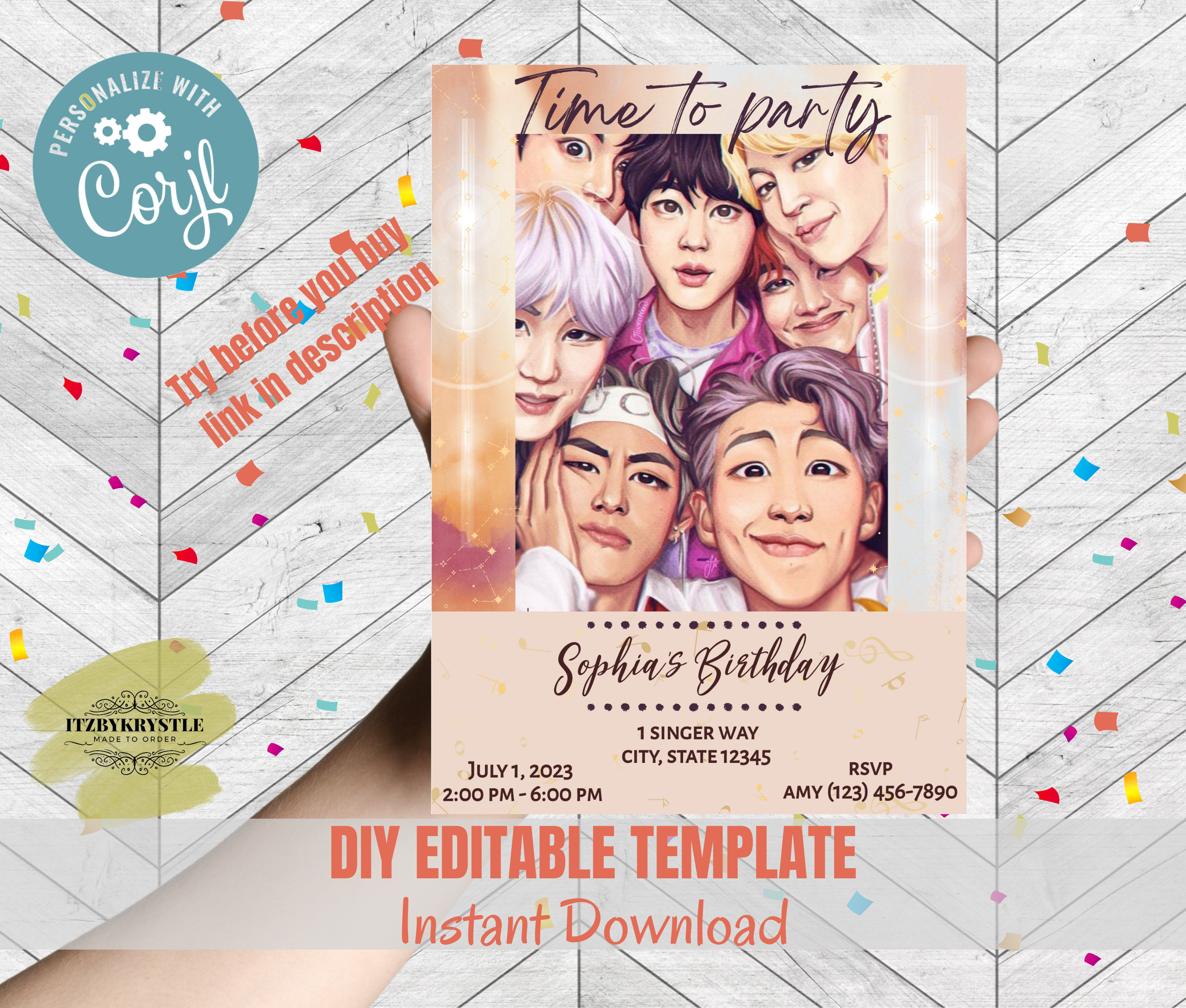 Template BTS birthday party