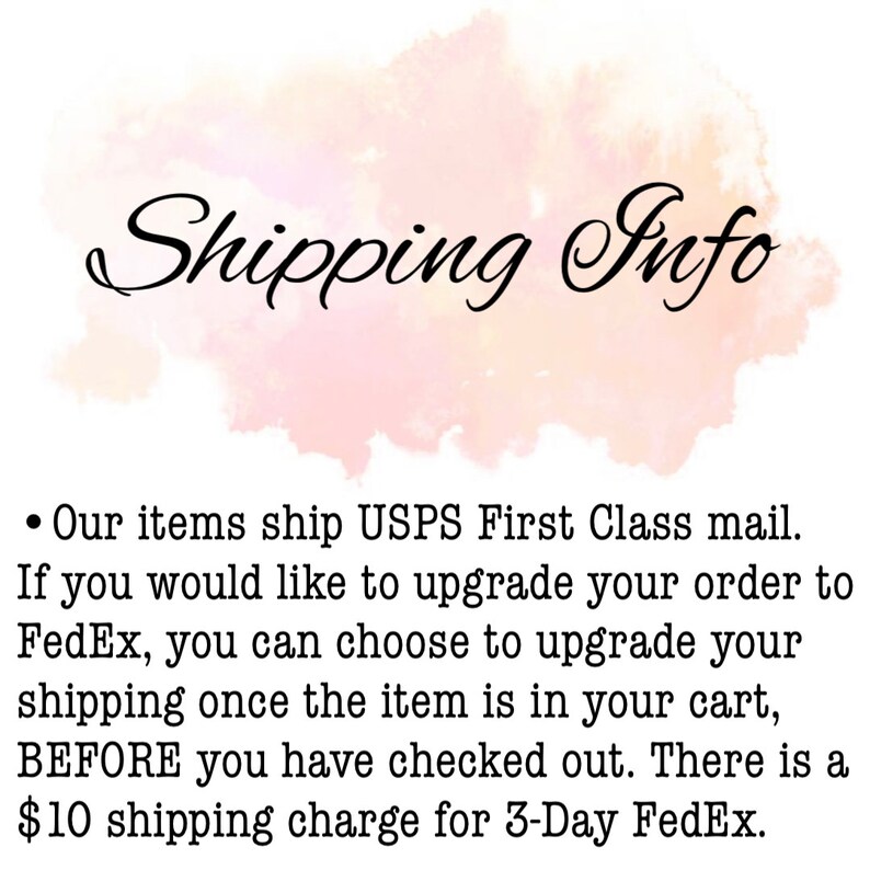 May include: Shipping information for items. Our items ship USPS First Class mail. You can upgrade to FedEx for a $10 shipping charge.