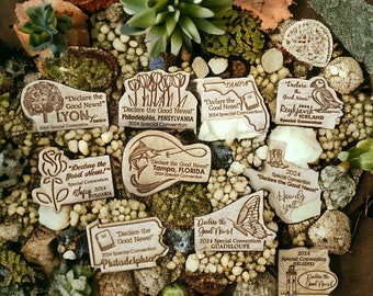 Pick your Special Convention wood Lapel Pins set of 10