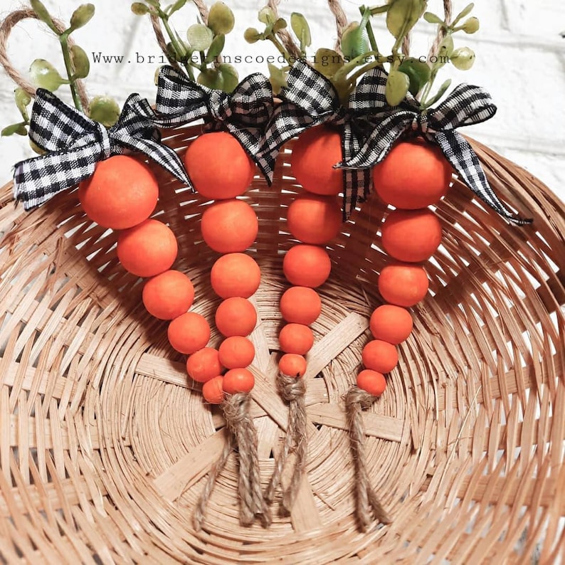 Carrots wooden bead carrots wooden carrots spring tray image 1
