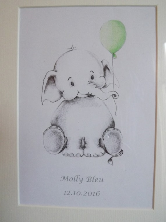 Nursery Art Cute Baby Elephant Print Childrens Etsy