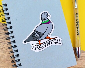 Manchester Pigeon Sticker • Funny Manc Bird Design • Vinyl Decal for Laptops Water Bottles Notebooks • Mancunian Gift • Northern Humour