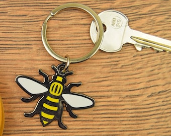 Yellow Bee Keyring | Manchester Worker Bee Mancunian Gift Save the Bees