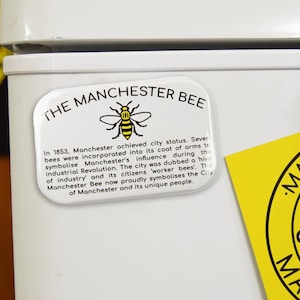 Manchester Bee History Magnet - Made in UK - Mancunian Gift Fridge Magnet