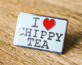 I Heart Chippy Tea Enamel Pin Badge | Nickel-Free Metal Brooch | Manchester Northern Funny Gift