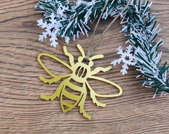 Manchester Bee Xmas Tree Decoration - Laser Cut Perspex