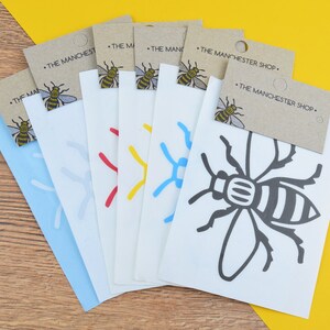 Manchester Bee Decal Sticker Worker Bee Mancunian Gift Car Bumper Laptops Yellow/Black/White/Red/Blue/Holographic Colours image 2