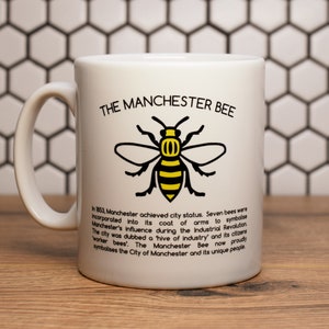 History of the Manchester Worker Bee Mug Produced in UK Manc and Proud Mancunian Save the Bees Mug