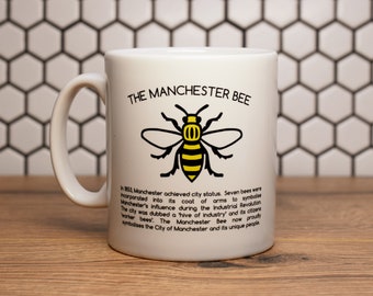 History of the Manchester Worker Bee Mug - Produced in UK - Manc and Proud Mancunian Save the Bees