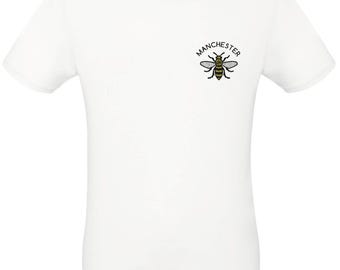 Manchester Mosaic Bee Pocket Print T-Shirt Mancunian Gift, Made in the UK