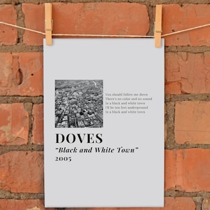 Black & White Town A4 Print | Made in UK | Manchester Madchester Indie Fan Music Lover Britpop Doves Skyline