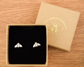 Moth Sterling Silver Studs - Manchester Bee Jewellery - Lovely Gift for Wife/ Girlfriend/ Mum