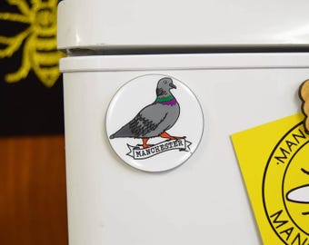 Pigeon Magnet • Funny Manchester Gift • Northern Humour Fridge Magnet • Mancunian Style Souvenir • Urban Bee Lover Decor