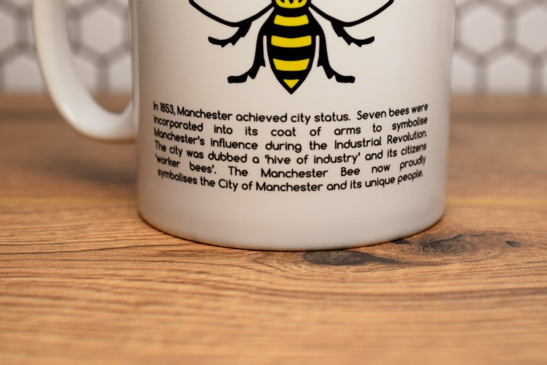 History of the Manchester Worker Bee Mug Produced in UK Manc and Proud Mancunian Save the Bees image 2