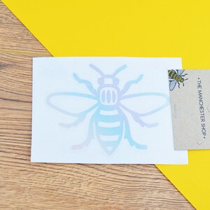 Manchester Bee Decal Sticker Worker Bee Mancunian Gift Car Bumper Laptops Yellow/Black/White/Red/Blue/Holographic Colours SILVER