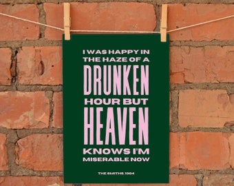 Heaven Knows I'm Miserable Now A4 Print | Made in UK | Manchester Madchester Indie Fan Music Lover '80s Smiths Morrissey Punk