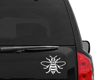 Manchester Bee Decal Sticker - Worker Bee Mancunian Gift Car Bumper Laptops  - Yellow/Black/White/Red/Blue/Holographic Colours