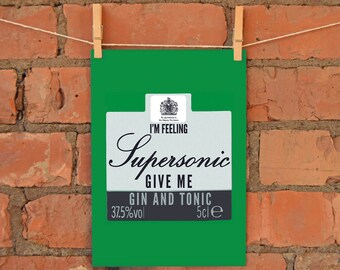 Supersonic A4 Print | Made in UK | Manchester Madchester Indie Fan Music Lover '90s Britpop Oasis Gallagher Gin and Tonic