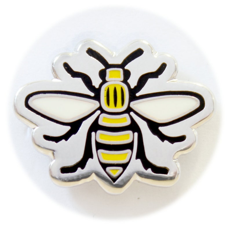 Nickel-Free Metal Brooch Manchester Worker Bee Enamel Pin Badge Manc and Proud Save the Bees Made in UK