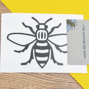 Manchester Bee Decal Sticker Worker Bee Mancunian Gift Car Bumper Laptops Yellow/Black/White/Red/Blue/Holographic Colours BLACK