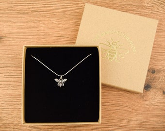 Dangle Bee Sterling Silver Necklace - Manchester Bee Jewellery - Lovely Gift for Wife/ Girlfriend/ Mum