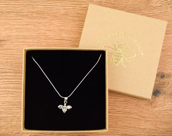 Sterling Silver Bee Necklace - Manchester Bee Jewellery - Lovely Gift for Wife/ Girlfriend/ Mum