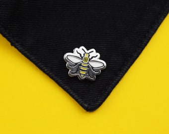 Manchester Worker Bee Enamel Pin Badge - Nickel-Free Metal Brooch - Made in UK - Manc and Proud Save the Bees
