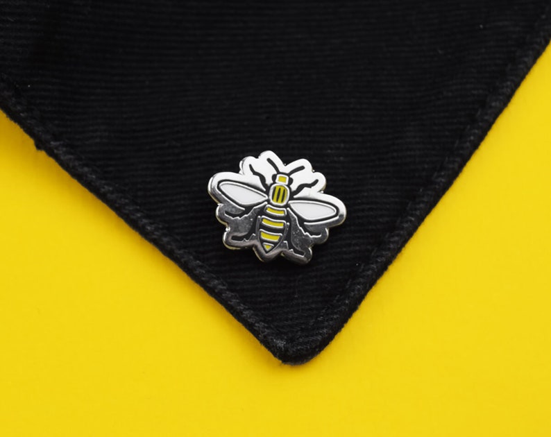 Nickel-Free Metal Brooch Manchester Worker Bee Enamel Pin Badge Manc and Proud Save the Bees Made in UK