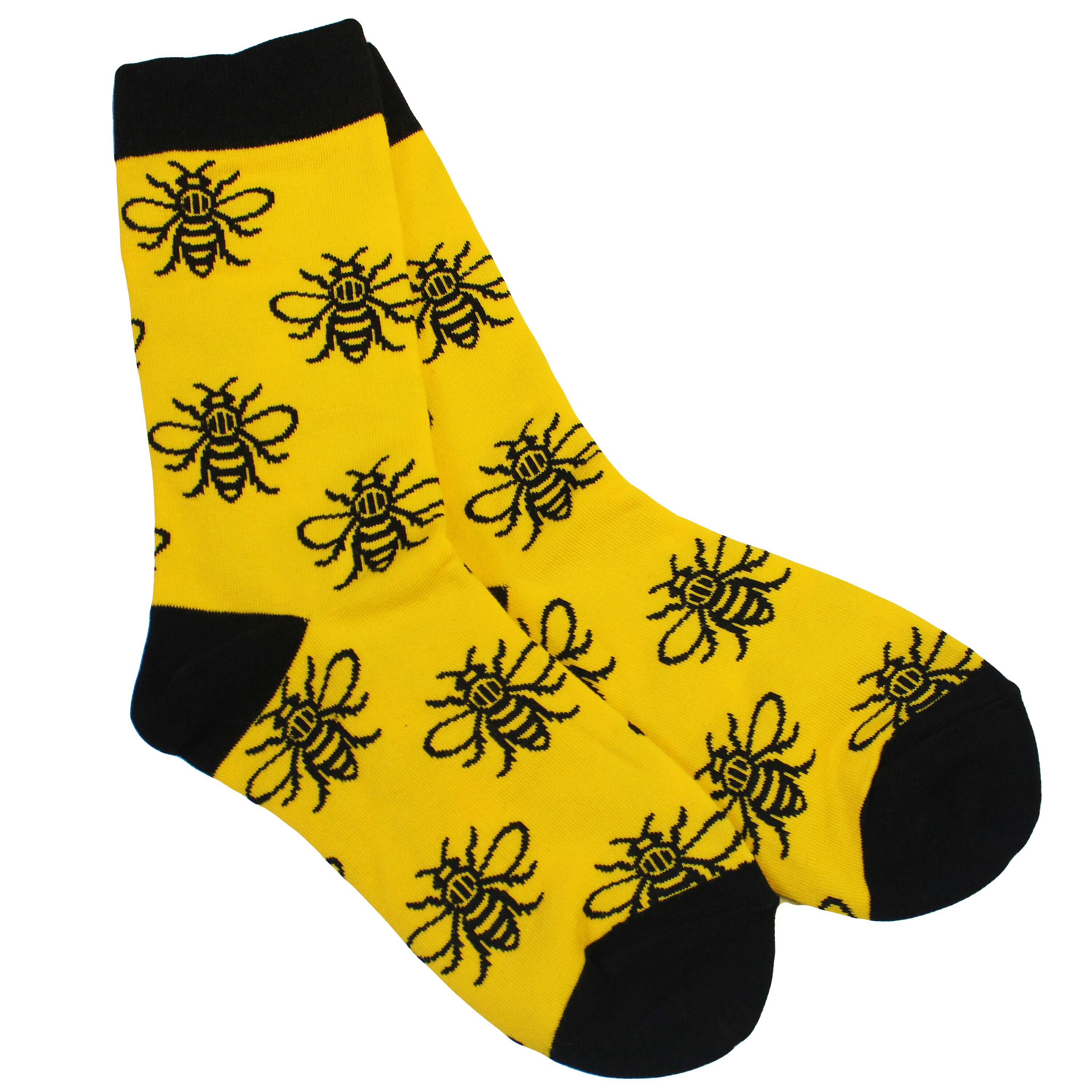 Yellow Manchester Worker Bee Socks - Cotton, Adult Size - Black Bee L…