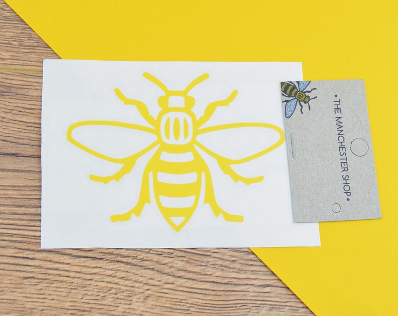 Manchester Bee Decal Sticker Worker Bee Mancunian Gift Car Bumper Laptops Yellow/Black/White/Red/Blue/Holographic Colours YELLOW