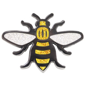 Gold Glitter Manchester Bee Pin Badge Enamel Nickel-Free Metal Brooch Made in UK Worker Bee Mancunian image 3