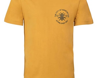 Manchester Established 1853 Mustard T-Shirt - Vinyl Print - Produced in UK