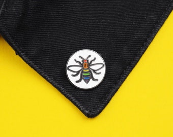 Rainbow Manchester Bee Badge Enamel Pin Badge | Nickel-Free Metal Brooch |