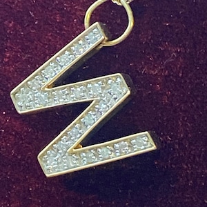 Gorgeous 10K Yellow Gold Diamond “W” Pendant with 18” 10K Chain