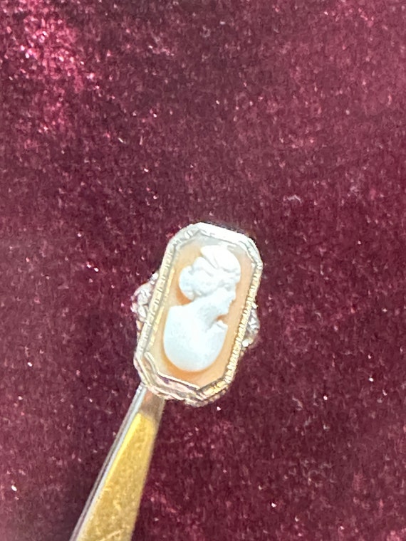 Antique 14K White Gold Cameo Ring~Size 5 - image 2