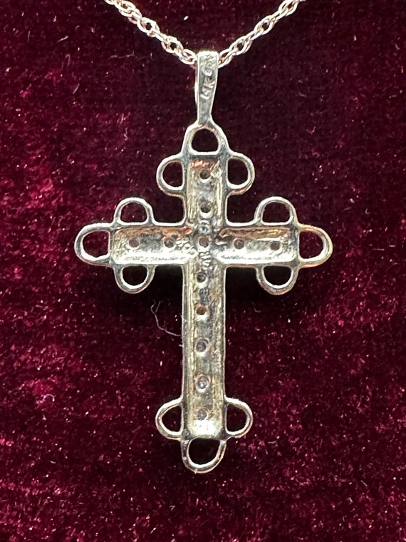 14K Yellow and White Gold Diamond Cross and 18” 1… - image 4