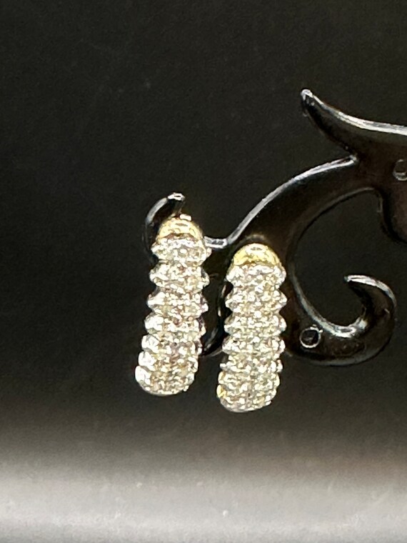 10K Yellow Gold Diamond J Hoop Diamond Earrings - image 7