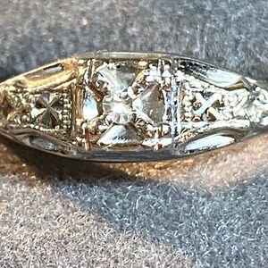 14K White Gold Antique Diamond “Wedding Bells” Engagement Ring~Size 6