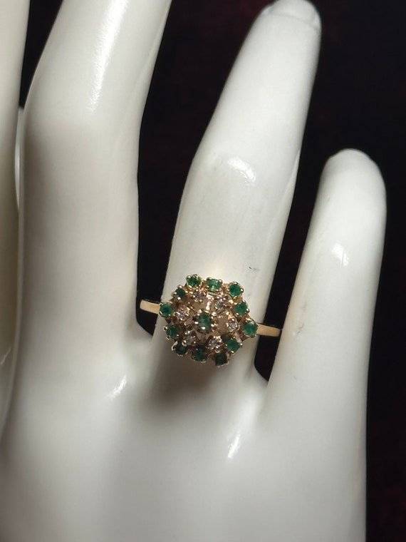 Vintage 10KP (Plumb) Yellow Gold Emerald and Diam… - image 9