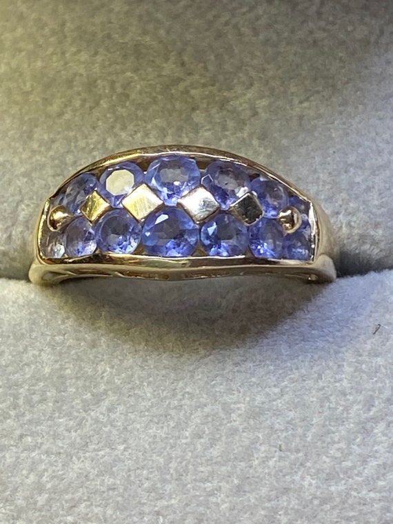 14K Yellow Gold Checkerboard Amethyst Ring~Size 6