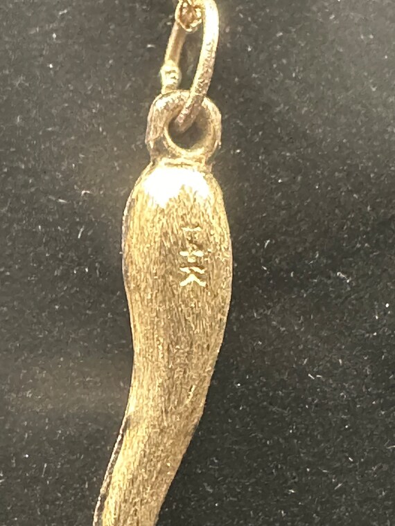 Vintage 14K Yellow Gold Italian Horn Pendant and … - image 3