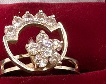 Vintage 10K Yellow Gold CZ Spinner Ring~Size 7